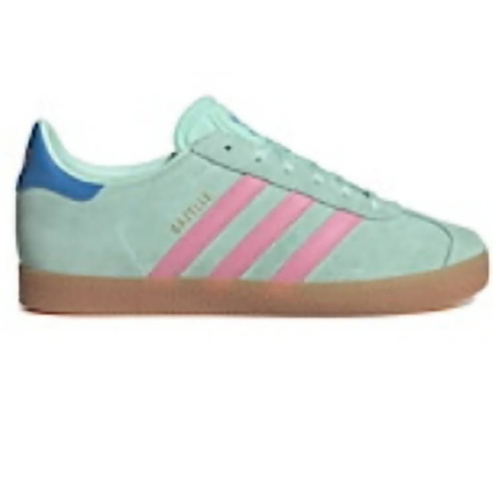 Adidas Mint Green Sneakers with Pink Stripes